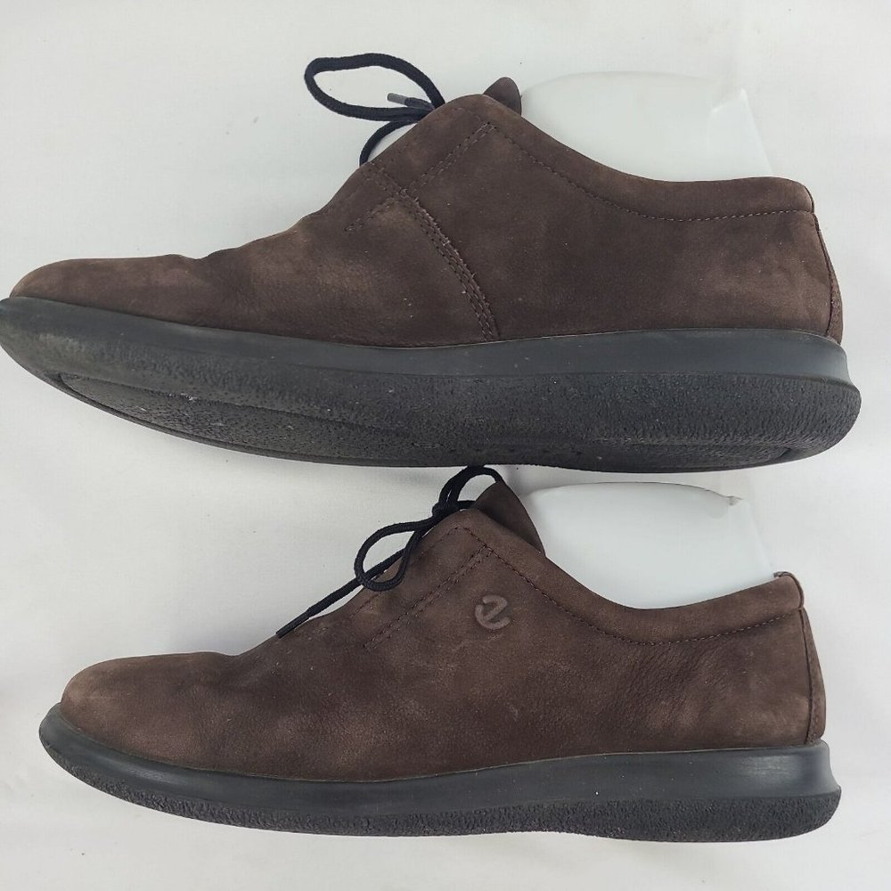 Ecco Women's 39/ 8-8.5 Brown Nubuck Leather Comfort Casual Lace Up Sneaker Shoes - Picture 5 of 14